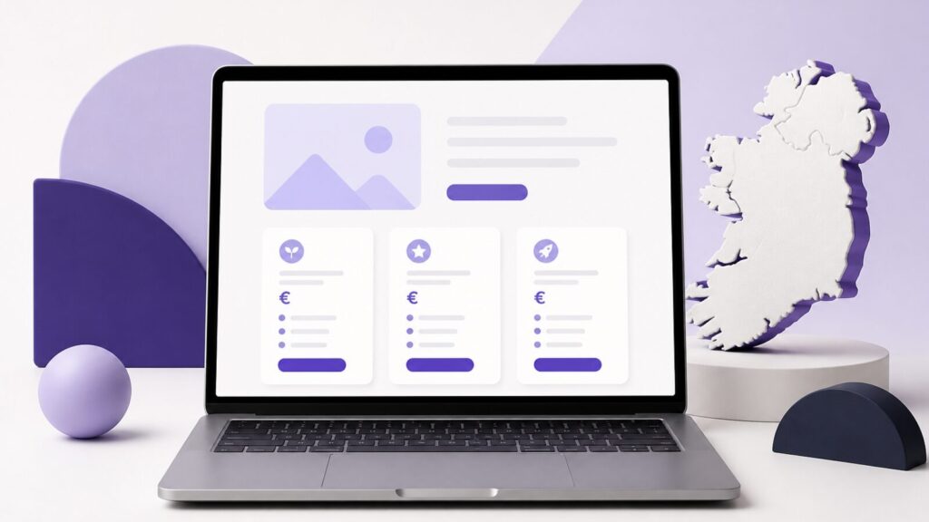 Illustration comparing website platform options for an Irish business
